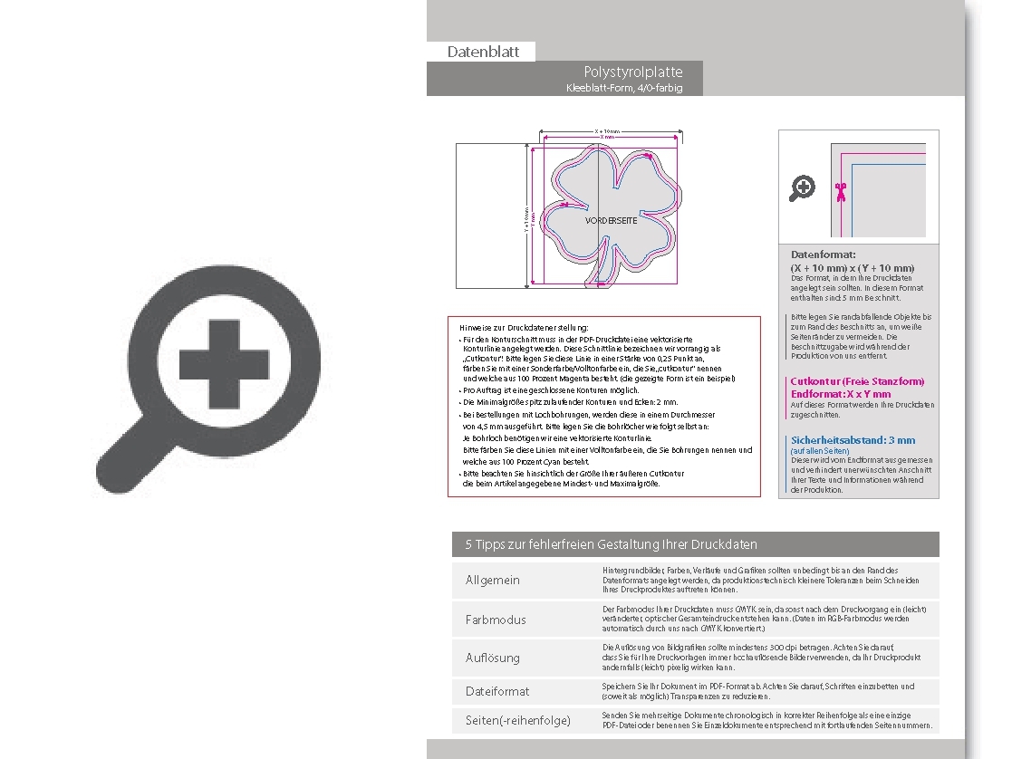 Product Bild polystyrolplatte_in_kleeblatt-form_konturgefr__st___einseitig_4_0-farbig_bedruckt